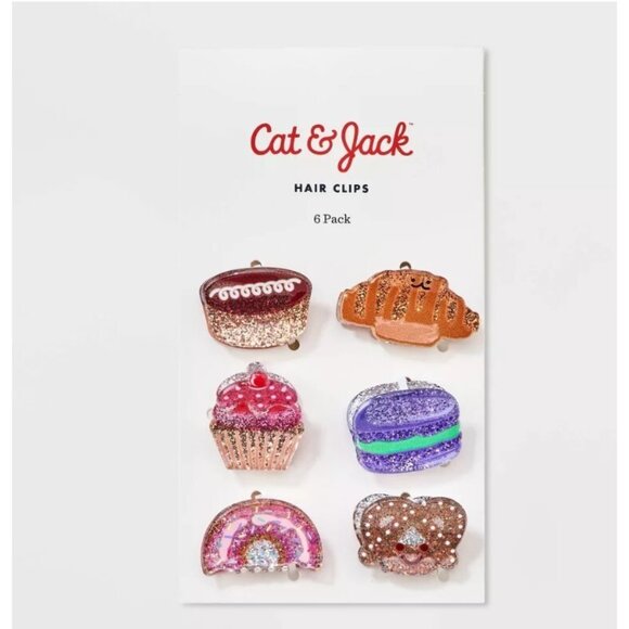 Mini Claw Clips, Cat & Jack™ Set of 6 Bakery Dessert Themed, Multicolor Glitter - Picture 3 of 16